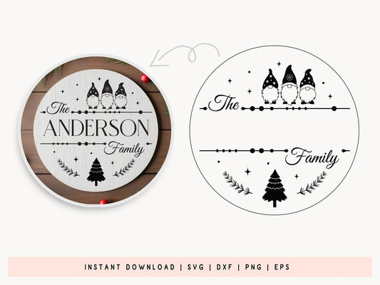 Customize Christmas Family Name Monogram SVG