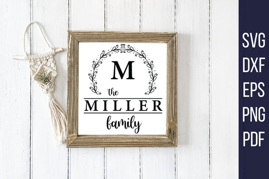 Customize Family Name Monogram SVG Design