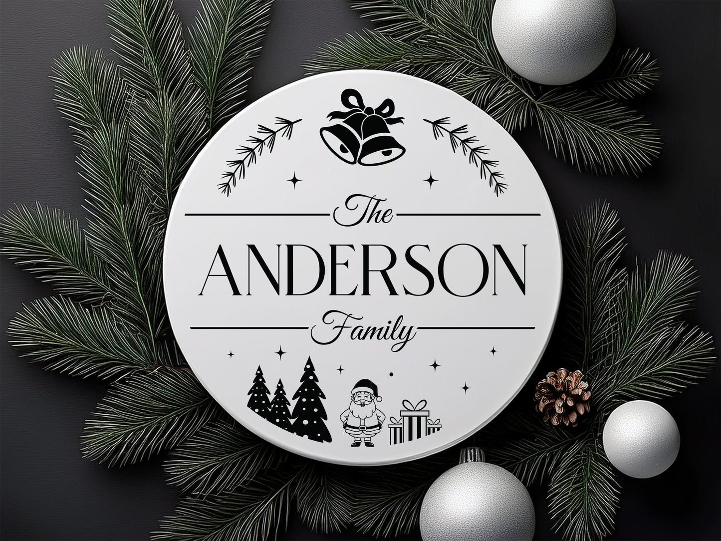 Customized Christmas Family Name Monogram SVG