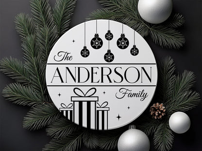 Customized Christmas Family Name Sign SVG File