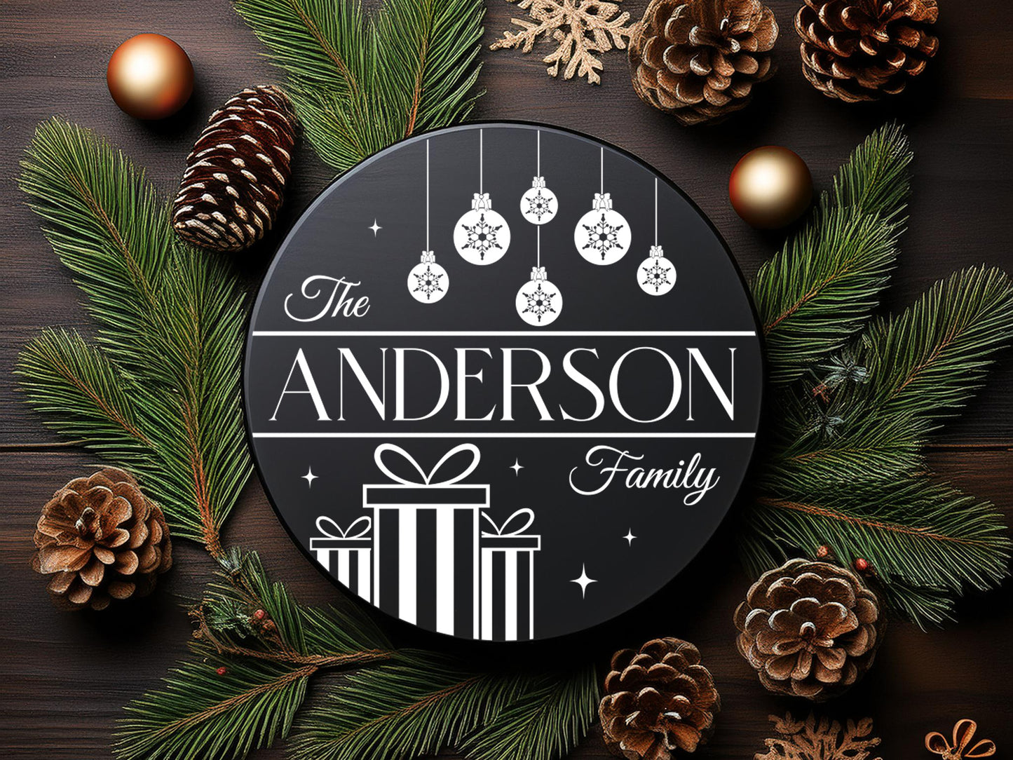 Customized Christmas Family Name Sign SVG File