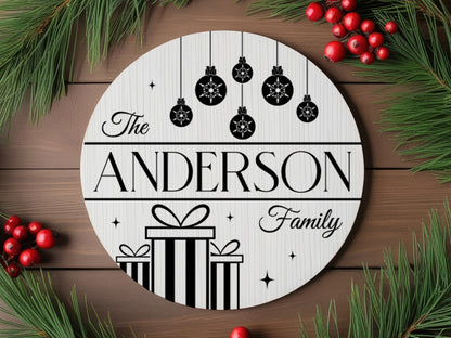 Customized Christmas Family Name Sign SVG File