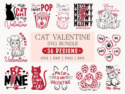 Cute Cat Valentine SVG Cut File Bundle