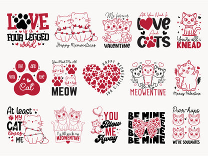 Cute Cat Valentine SVG Cut File Bundle