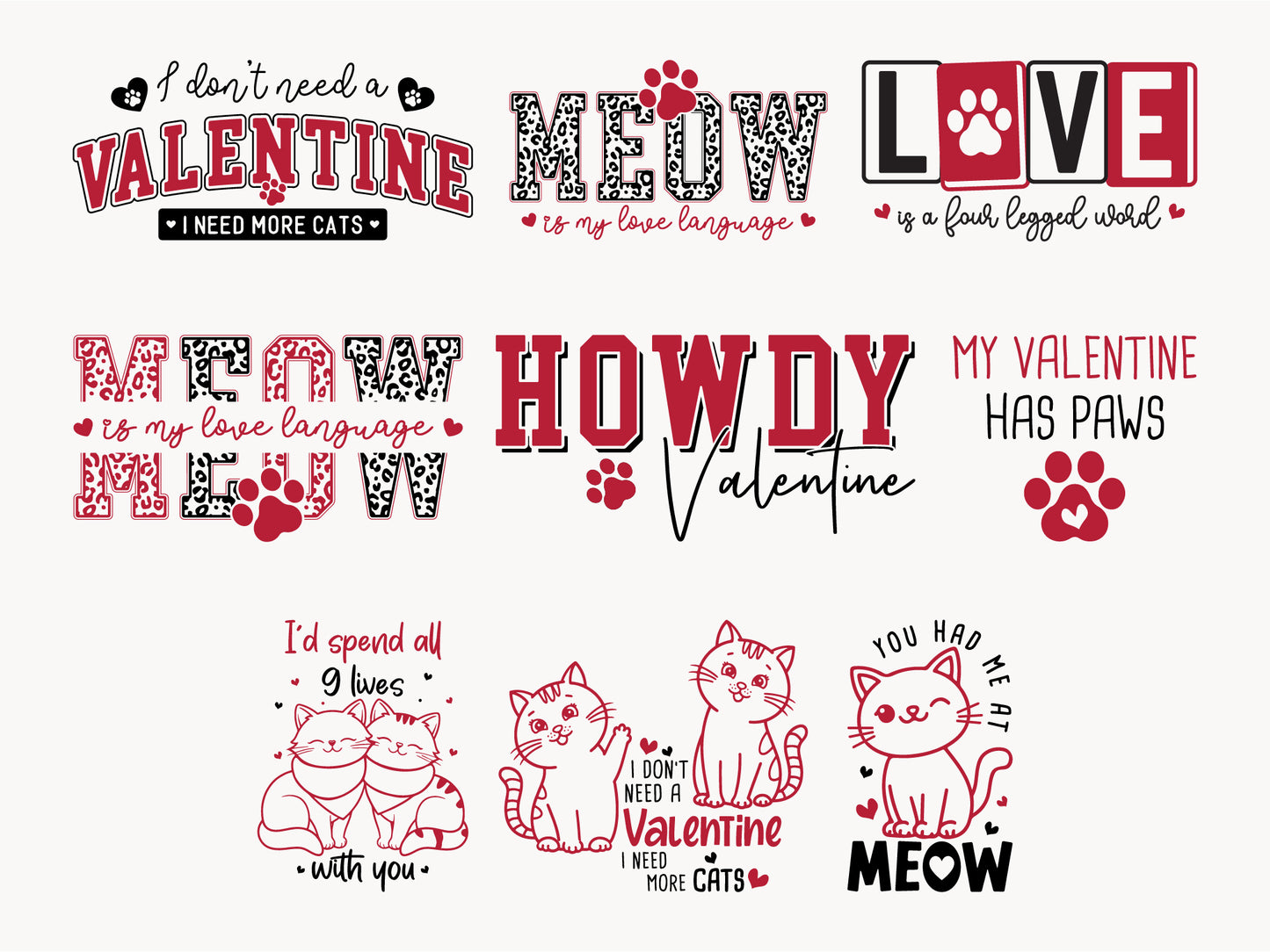 Cute Cat Valentine SVG Cut File Bundle