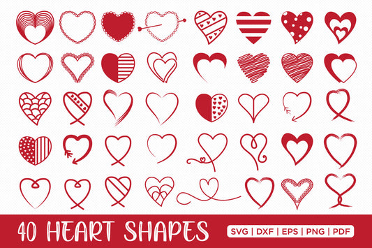 Cute Heart Shapes Bundle SVG Cut File