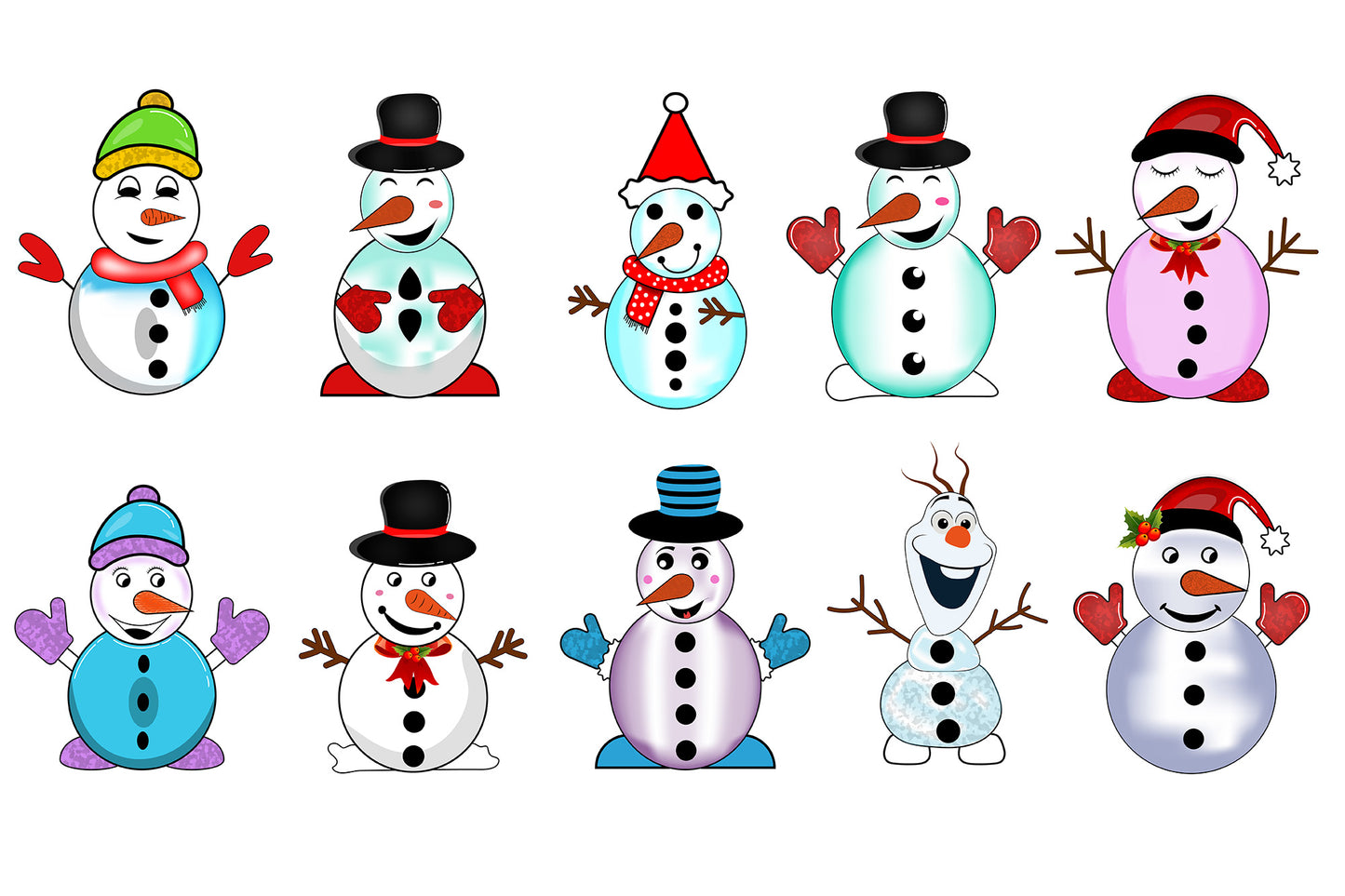 Cute Snowman Clipart PNG Bundle