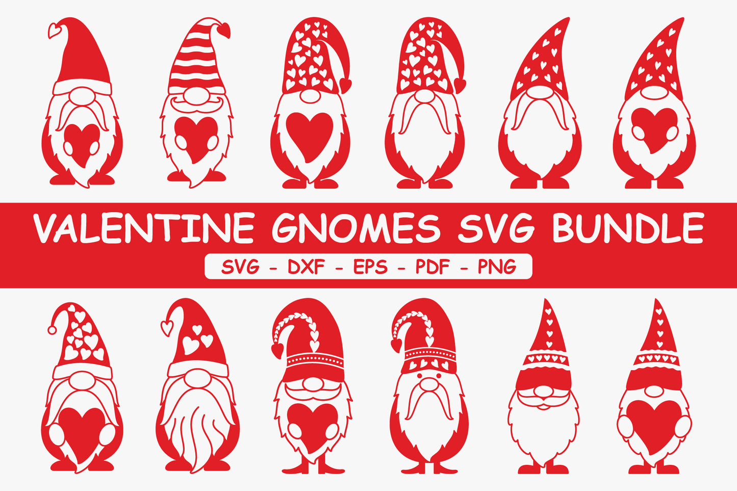 Cute Valentine Gnomes Bundle SVG File