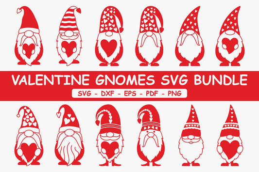 Cute Valentine Gnomes Bundle SVG File