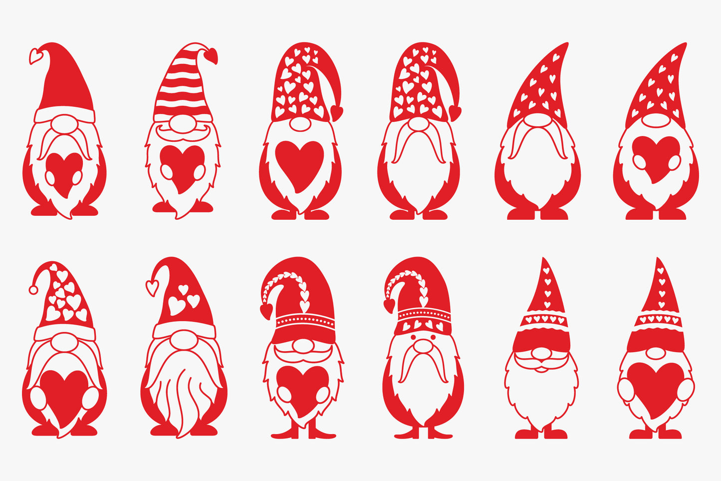 Cute Valentine Gnomes Bundle SVG File