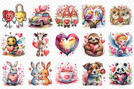 Cute Valentine's Day Clipart Bundle PNG