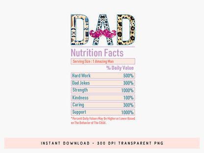 Dad Nutrition Facts Sublimation Design Free