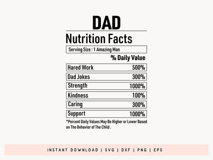 Dad Nutrition Facts, Happy Fathers Day SVG Free