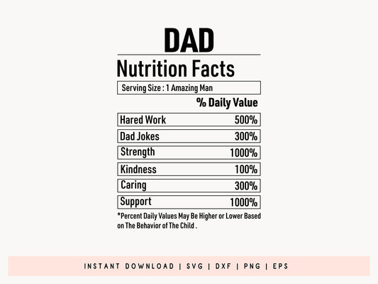 Dad Nutrition Facts, Happy Fathers Day SVG Free