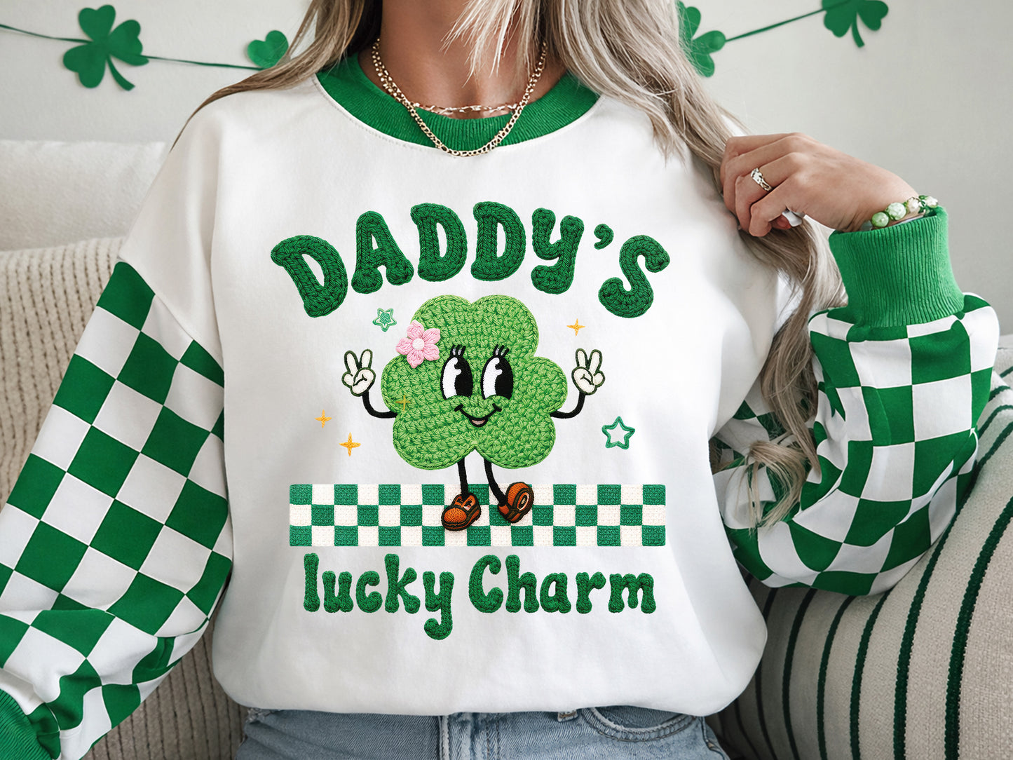 Daddy's Lucky Charm, Faux Yarn St Patrick's Day PNG