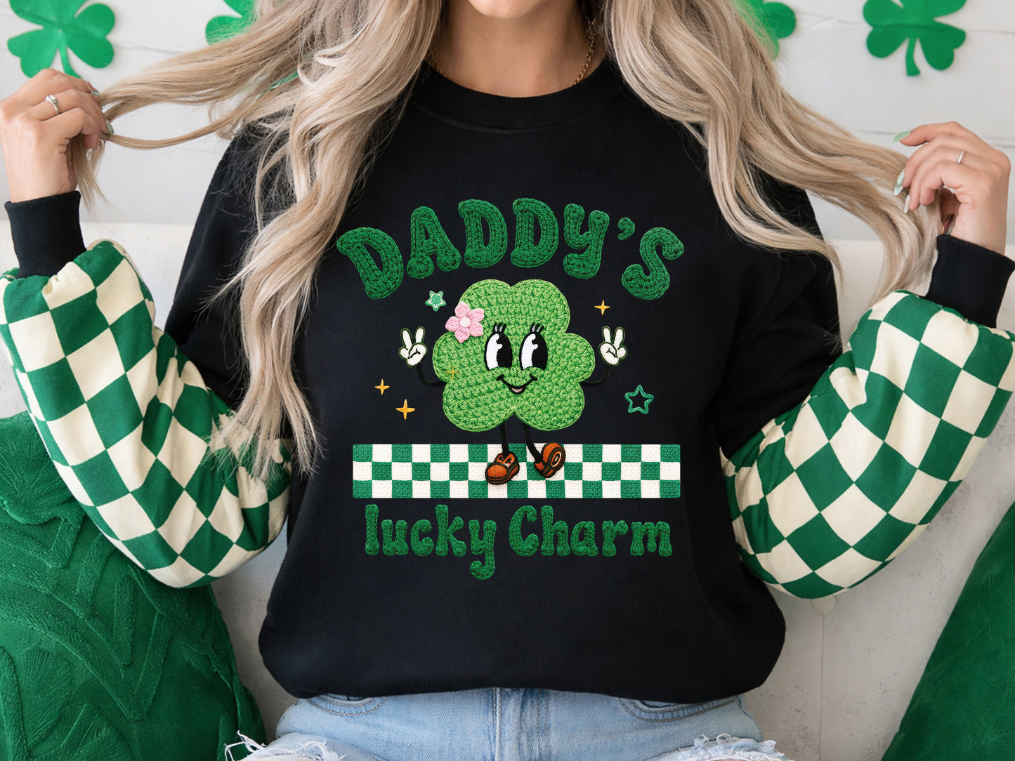 Daddy's Lucky Charm, Faux Yarn St Patrick's Day PNG