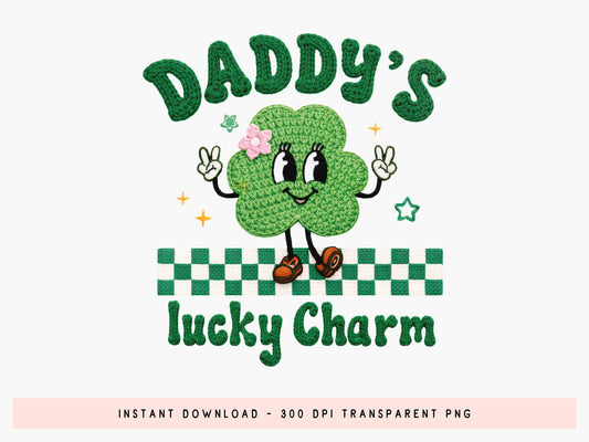 Daddy's Lucky Charm, Faux Yarn St Patrick's Day PNG