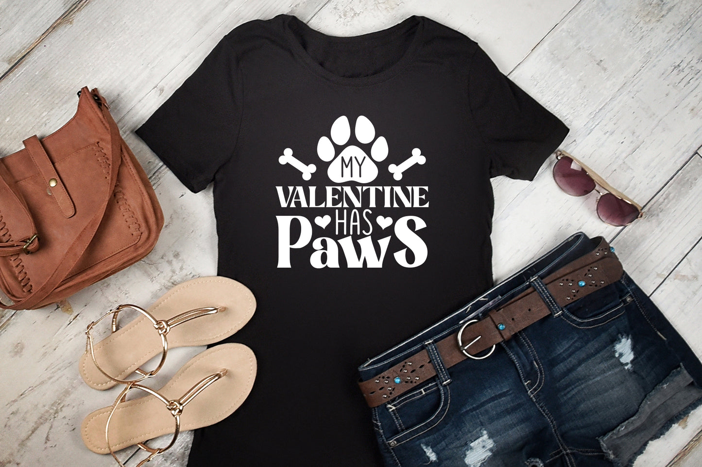 Dog My Valentine Has Paws Design SVG