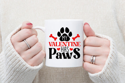 Dog My Valentine Has Paws Design SVG