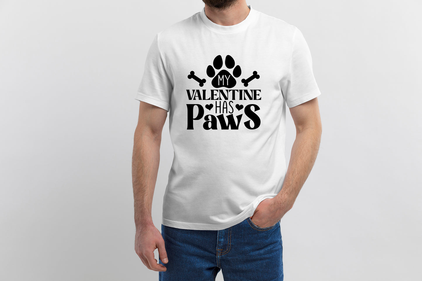 Dog My Valentine Has Paws Design SVG