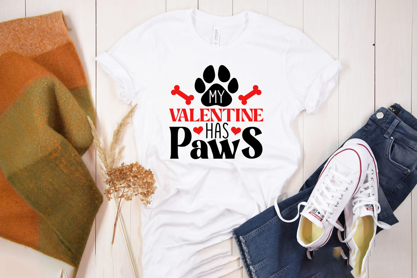 Dog My Valentine Has Paws Design SVG