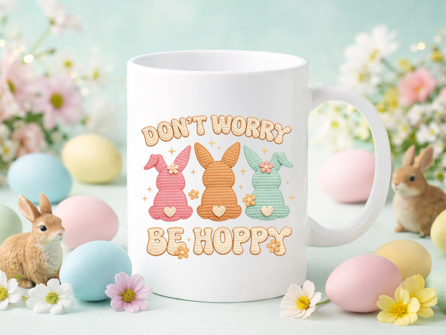 Don't Worry Be Hoppy, Faux Easter PNG Design