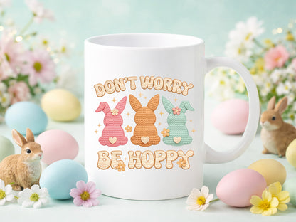 Don't Worry Be Hoppy, Faux Easter PNG Design