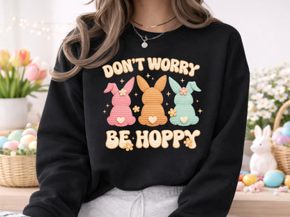 Don't Worry Be Hoppy, Faux Easter PNG Design