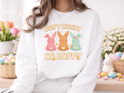 Don't Worry Be Hoppy, Faux Easter PNG Design
