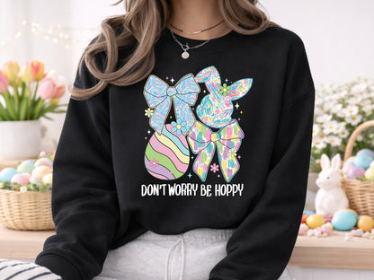 Don't Worry Be Hoppy, Preppy Coquette Easter PNG