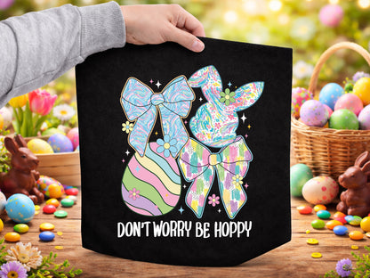 Don't Worry Be Hoppy, Preppy Coquette Easter PNG