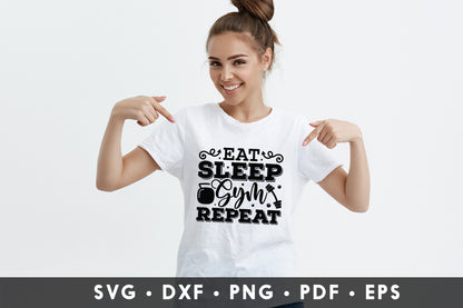 Eat Sleep Gym Repeat, Workout Shirt SVG