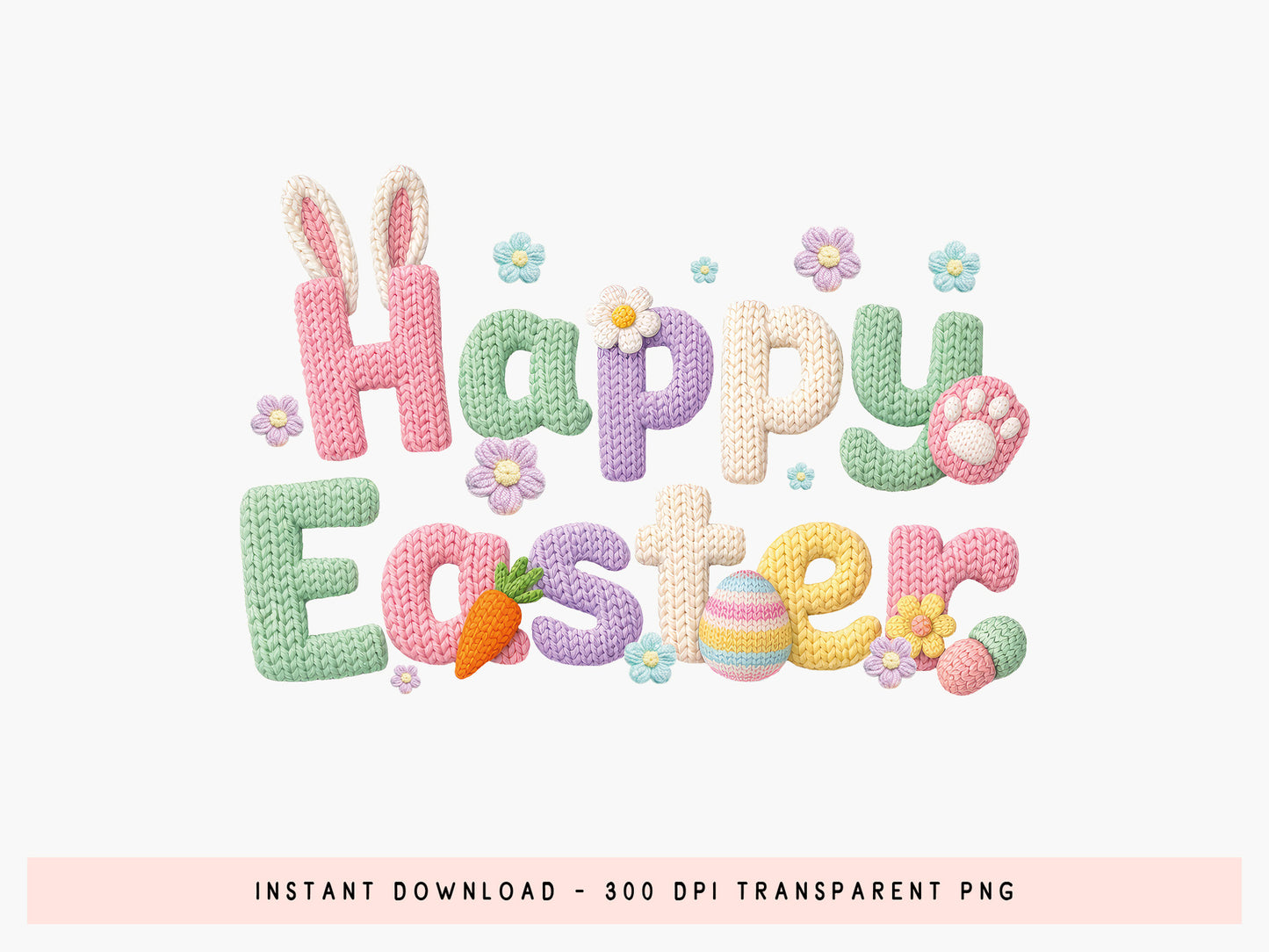 Embroidery Happy Easter Sublimation Print