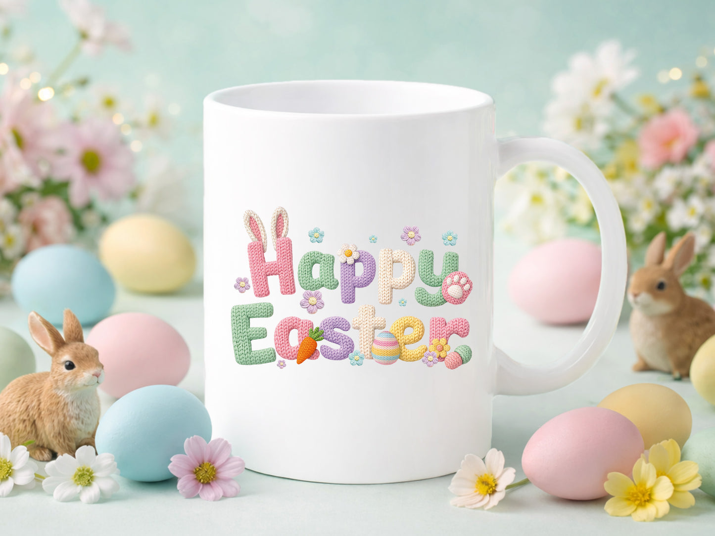 Embroidery Happy Easter Sublimation Print