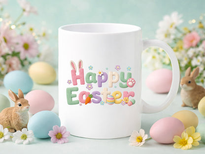 Embroidery Happy Easter Sublimation Print