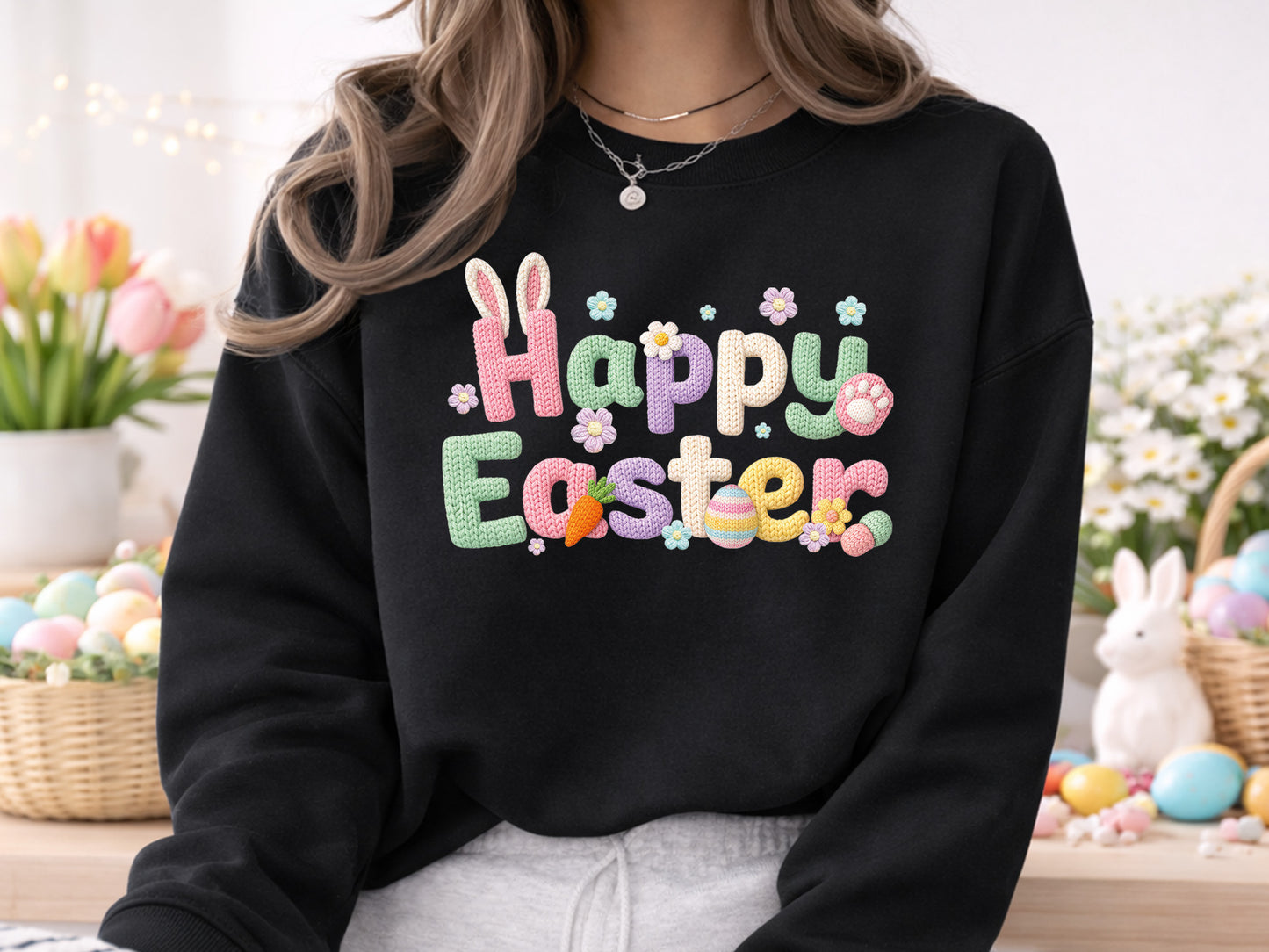 Embroidery Happy Easter Sublimation Print