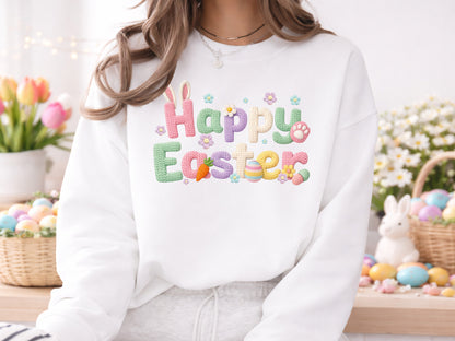 Embroidery Happy Easter Sublimation Print
