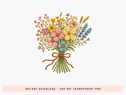 Embroidery Spring Flower PNG Sublimation