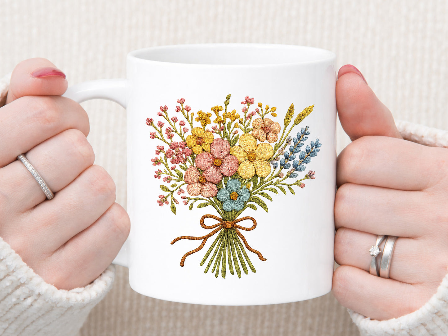 Embroidery Spring Flower PNG Sublimation