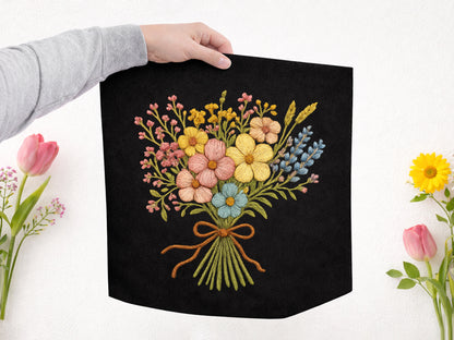 Embroidery Spring Flower PNG Sublimation