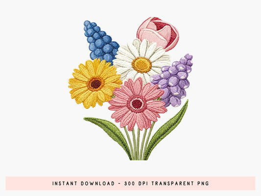 Embroidery Wildflower PNG Sublimation Print