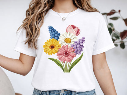 Embroidery Wildflower PNG Sublimation Print