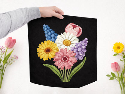 Embroidery Wildflower PNG Sublimation Print