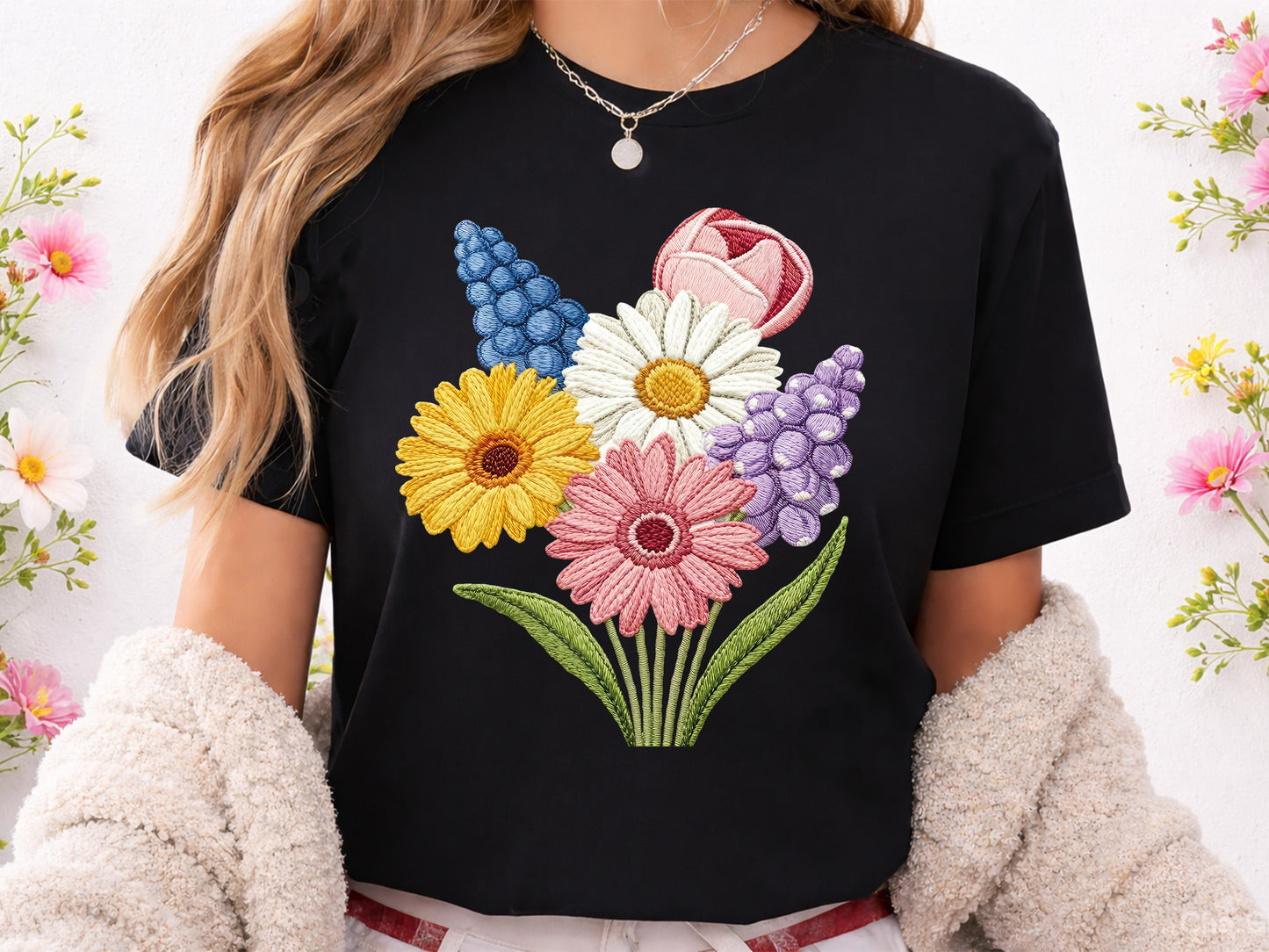 Embroidery Wildflower PNG Sublimation Print