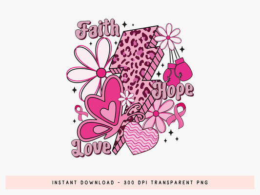Faith Hope Love - Breast Cancer Sublimation Preppy