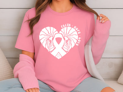 Faith Hope Love, Breast Cancer Boho Flower SVG