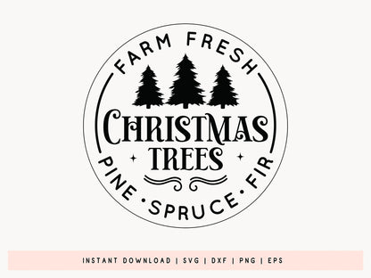 Farm Fresh Christmas Trees Ornament SVG File