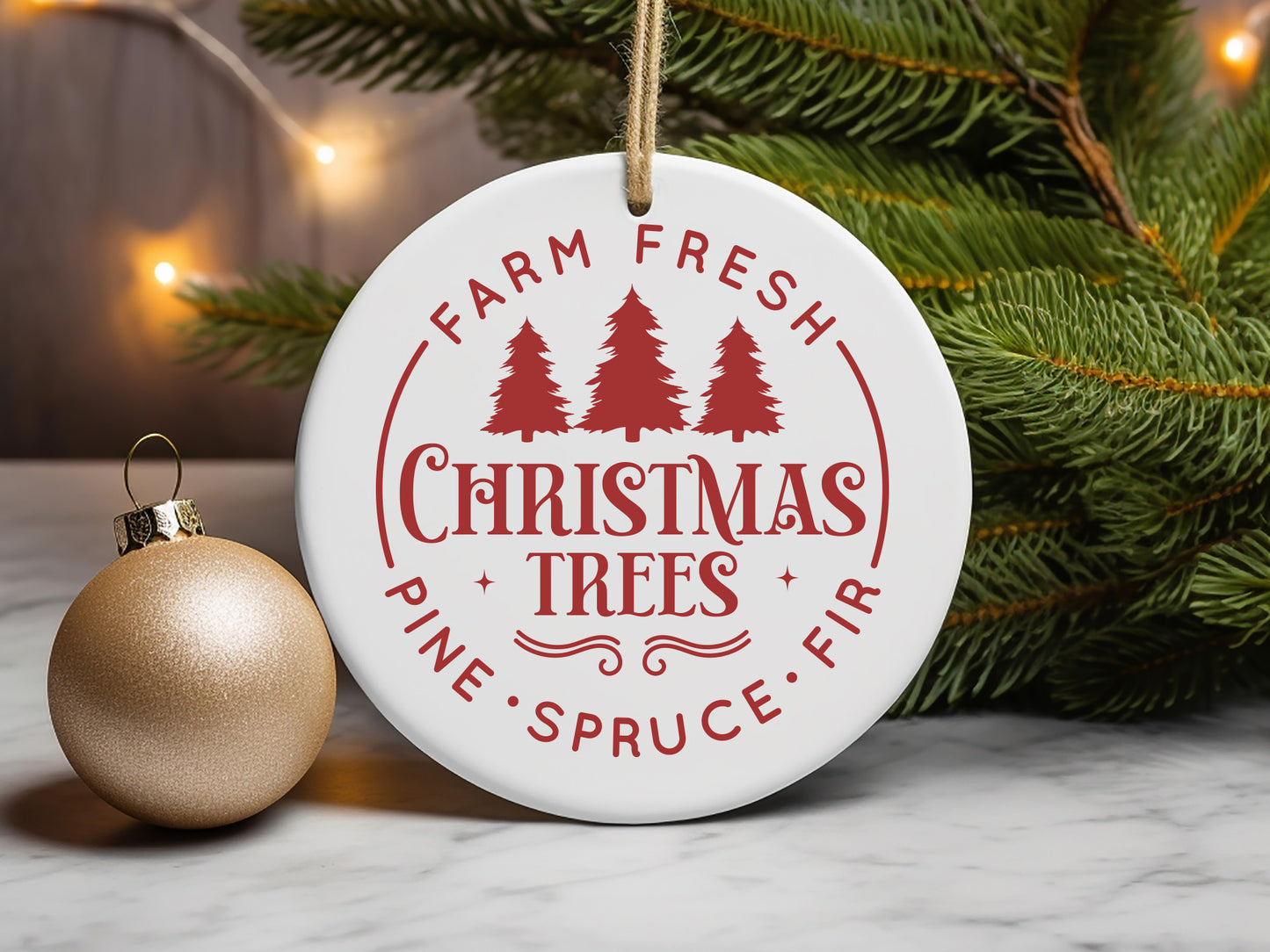 Farm Fresh Christmas Trees Ornament SVG File