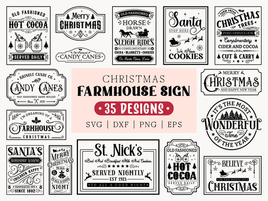 Farmhouse Christmas Signs SVG Bundle