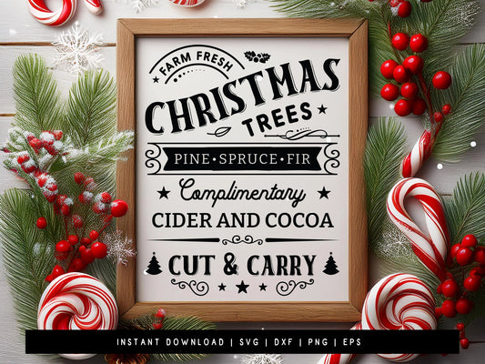 Farmhouse Farm Fresh Christmas Trees Sign SVG File